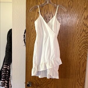 Lulu's White Asymmetrical Ruffle Dress